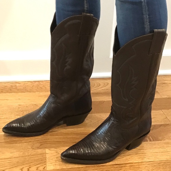 SALE❗️JUSTIN CHOCOLATE IGUANA LIZARD NARROW TOE - Picture 6 of 16